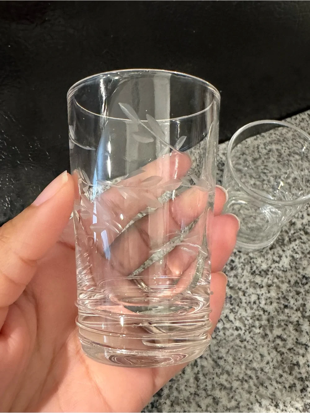 Clear Etched Glass shot glasses - Set of 2